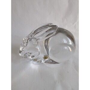 Val St. Lambert, De Sousa Signed Clear Large Crystal Rabbit, 6 1/2" x 4 1/8" H